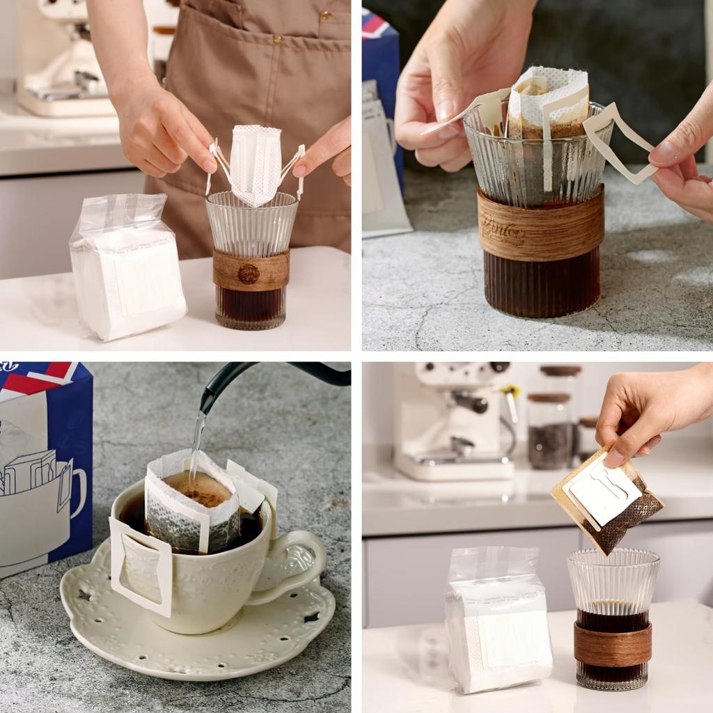 MANJIAMEI 50-Count Coffee Filter Set for One Cup, Includes Paper Coffee Bags, Portable OfficeTravel Drip Coffee Filter Tool Set, Perfect for Coffee
