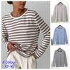 Klasyczny Vintage Pasiasty Sweter Okrągły Dekolt Dzianina Sweter Damski Na Jesień/Zimę Odzież Codzienna Miękkie Podstawowe Top