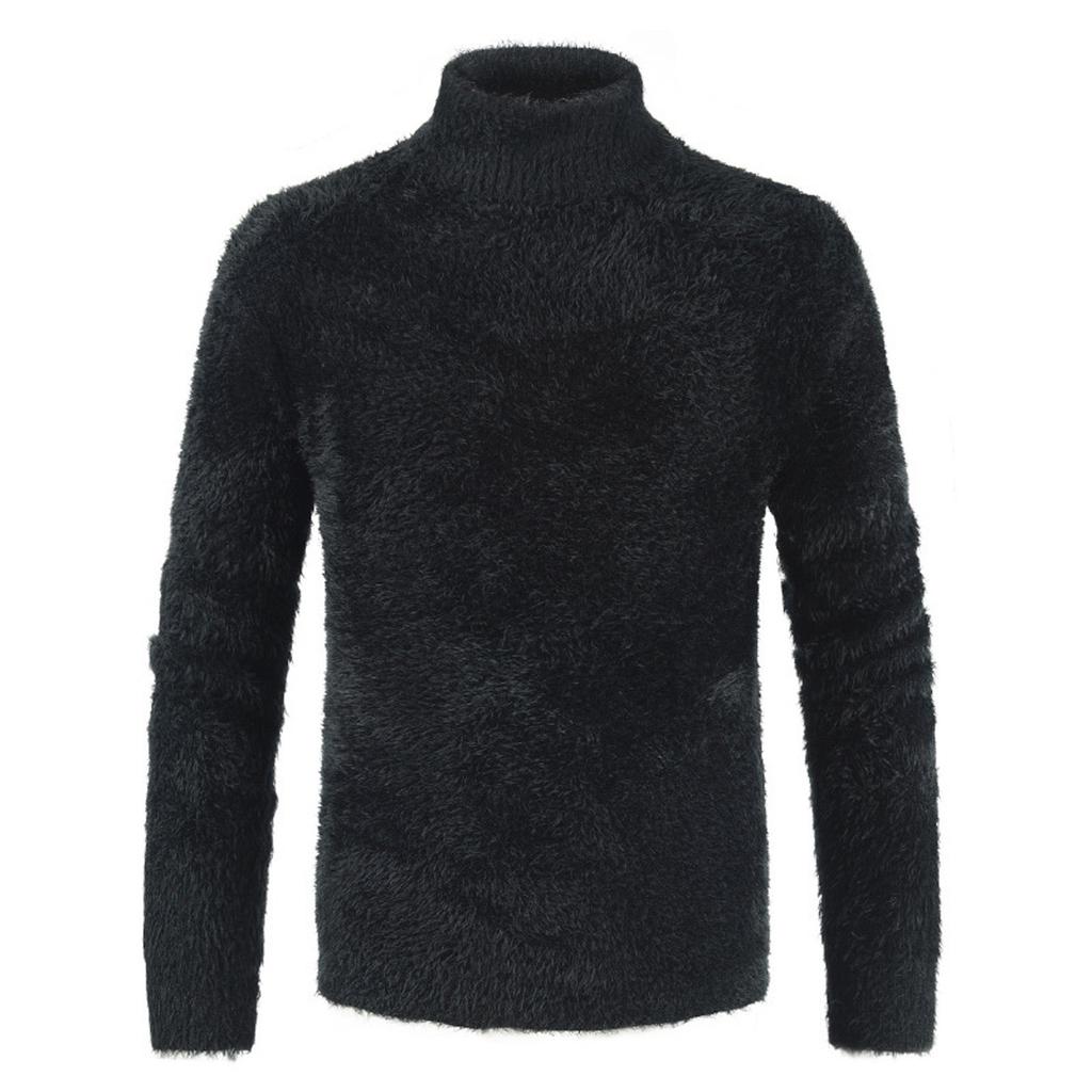 Fashion Casual High Collar Mohair Sweater Men'S Long Sleeved Sweater