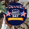 2D Flat, 1pc Round "Happy Independence Day" Aluminum Hanging Sign, Patriotic USA Flag Star Bunting Design, Rustic 4th of July Metal Wall Decor