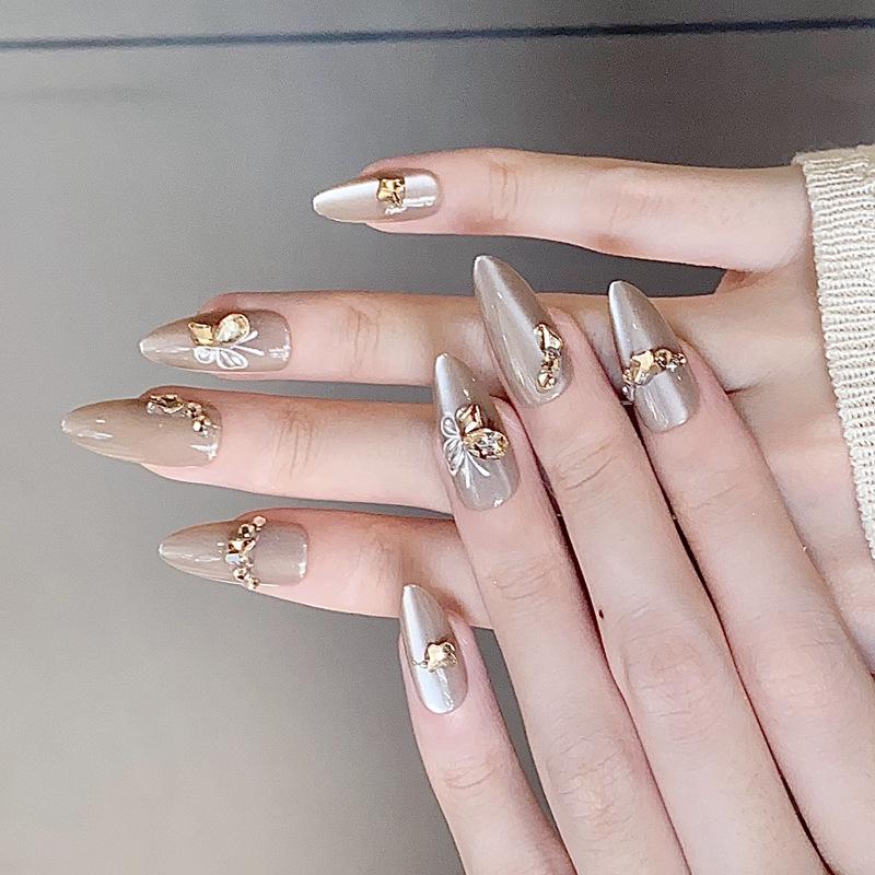 Butterfly Rhinestone Cat Eye Nail Strips - High-End Autumn Xiaohongshu Bestseller