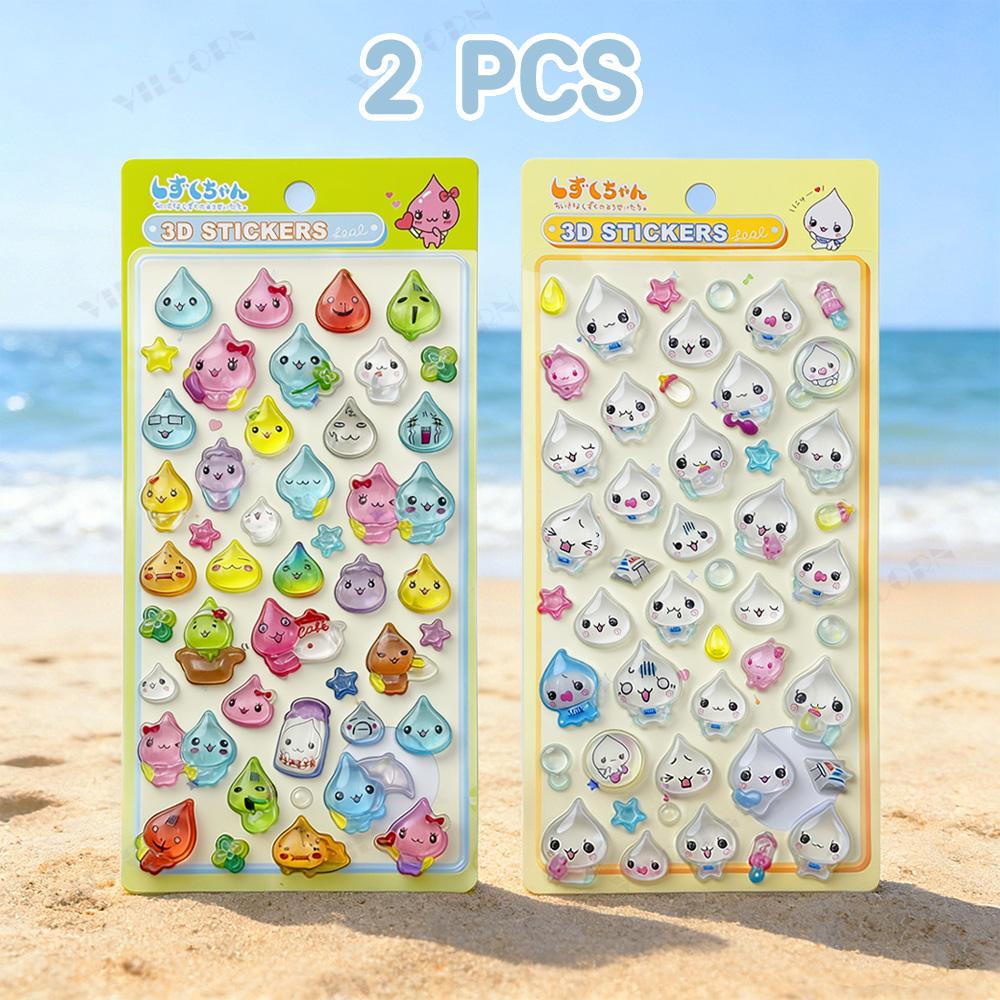 

Cute 3D Crystal Drop Stickers Kawaii Waterproof Decals for Phone Laptop Journal Switch Diy Decorative Stickers