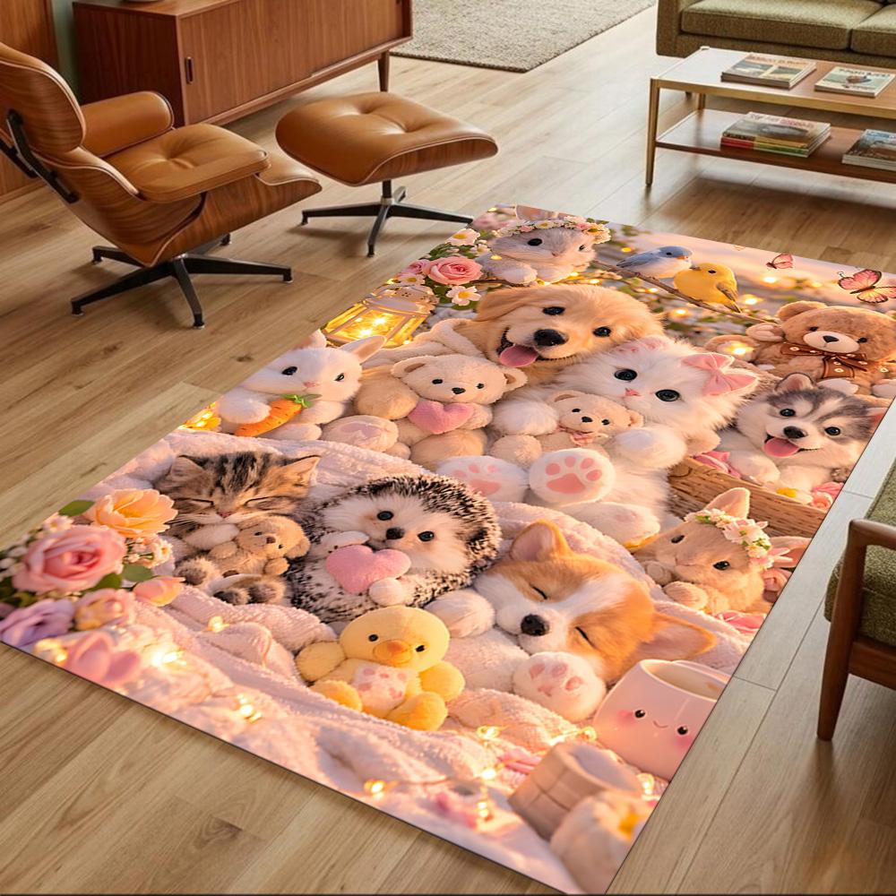 Jungle Animals And Flowers Non-Slip Home Carpet Design for Office Decor Living Room Bedroom Gift