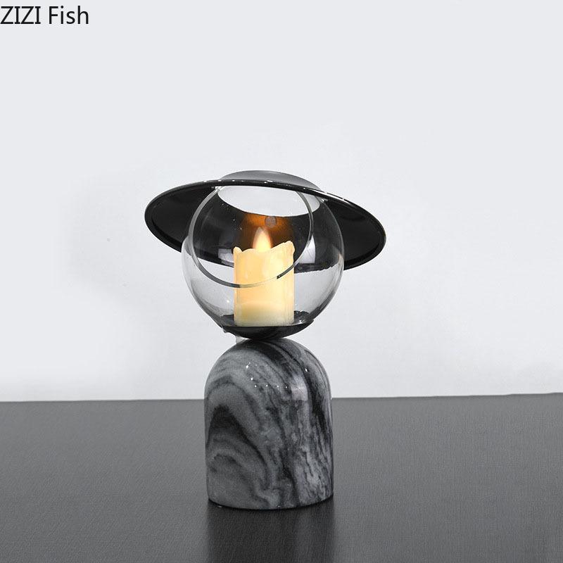 Circular Marble Candle Holder Romantic Dining Table Candlestick Desk Decoration Ornaments Wax Melt Burner Home Candle Holders