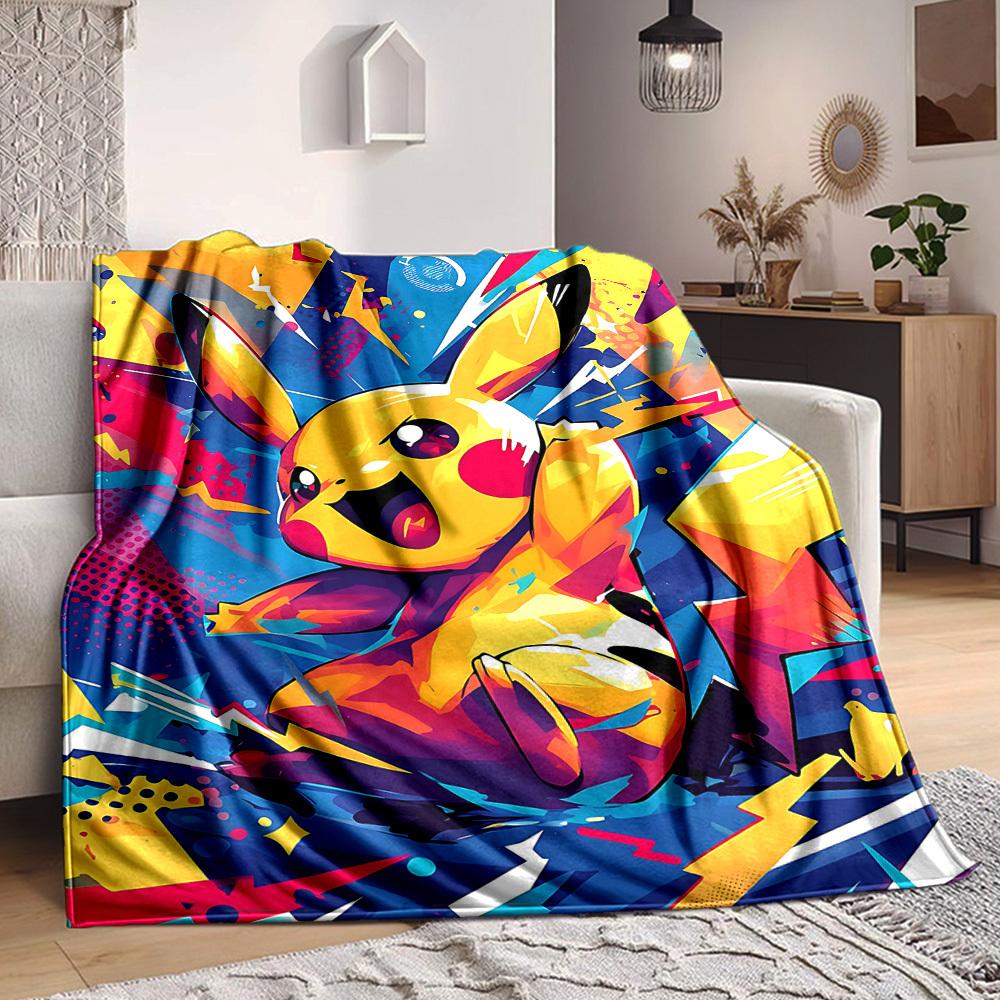 1pc Pikachu Cozy Print Blanket - Lightweight Warm Flannel Throw 75X95CM