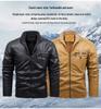 Men's Leather Motorcycle Jacket - European Size, Autumn/Winter, Warm Velvet, Casual PU Leather with Stand Collar.