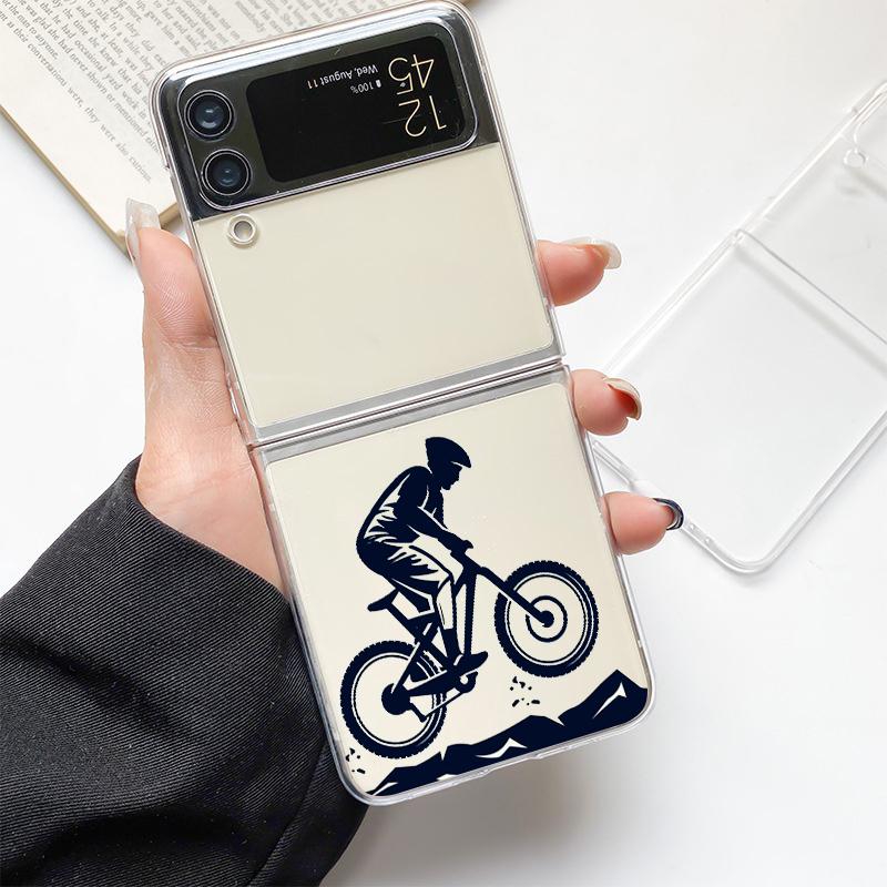 

Phone Case For Samsung Galaxy Z Flip 3 4 5 Hard Folding Clear PC Bumper Mountain Bike Cycling art For Samsung Z Flip 6 Cover Samsung Z Flip 3