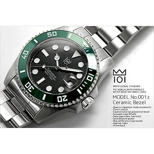 HYAKUICHI 101 No.1Z Diver's Watch, 20 ATM Water Resistant, Ceramic Bezel (Green-Black)