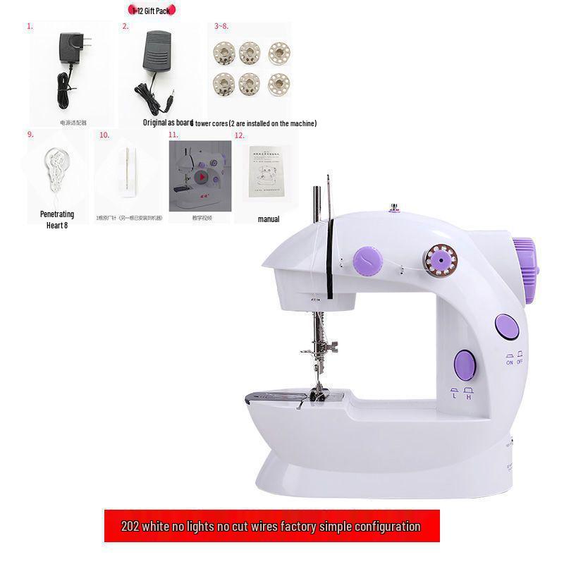 Xinlong 2024 Mini Sewing Machine: Upgraded, Lightweight, Fully Automatic for Home Use. Basic Package