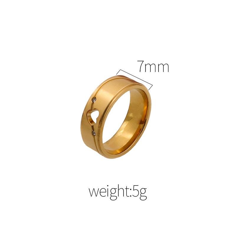 

Love Arrow Through The Heart Popular Non-Fading Titanium Steel Jewelry Hollow Stainless Steel Ring Women No. 7 золотий