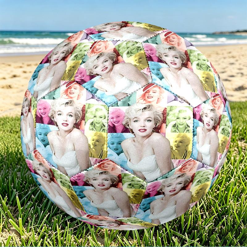 Marilyn Monroe Print Size 5 Soccer Ball, PU Wear Resistant Football for Match Training and Daily Practice, Birthday Gift for Soccer Fans