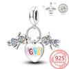 925 Silver Romantic Love Story Charm Pendant for DIY Bracelet Couple Engagement Jewelry Gifts for Her