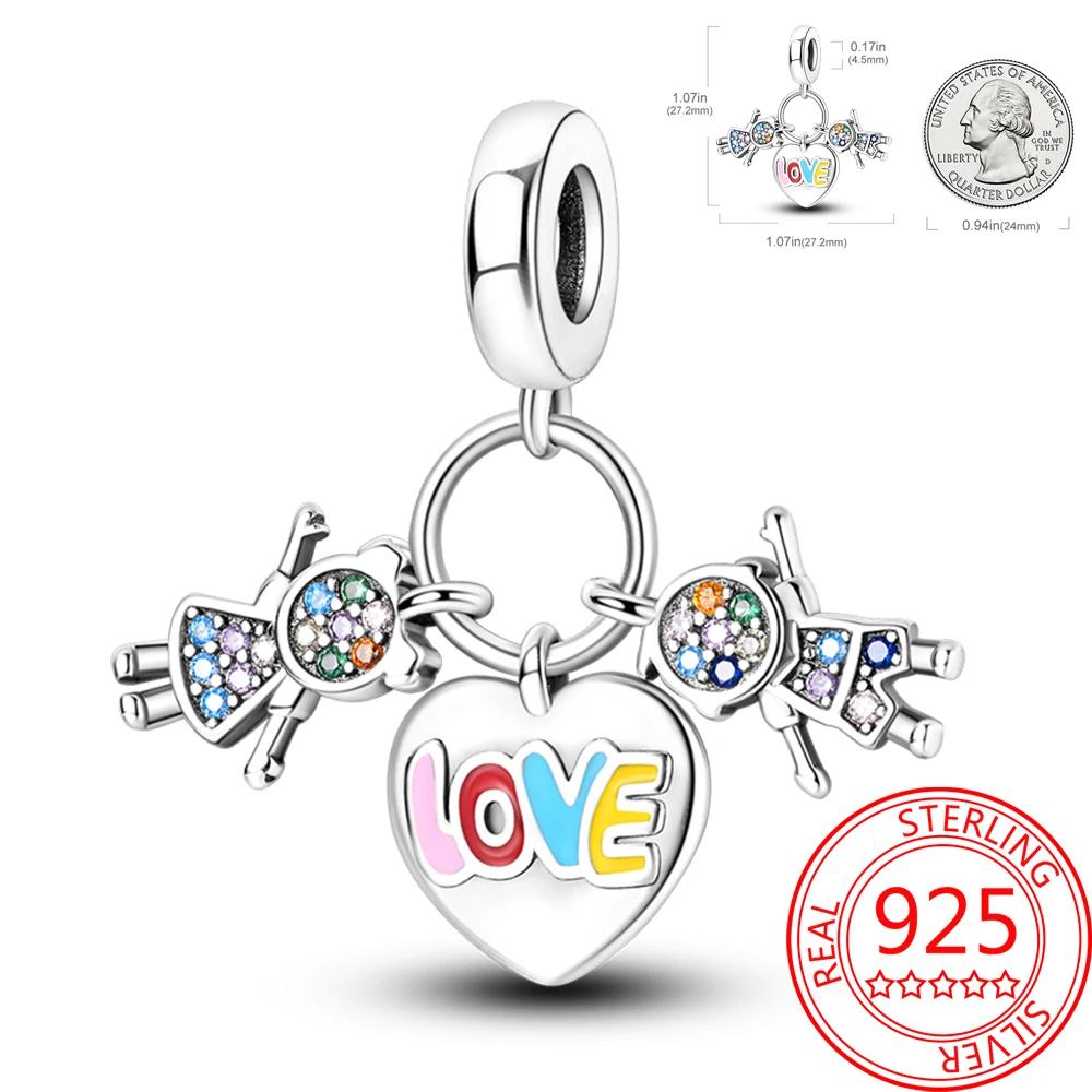 925 Silver Romantic Love Story Charm Pendant for DIY Bracelet Couple Engagement Jewelry Gifts for Her