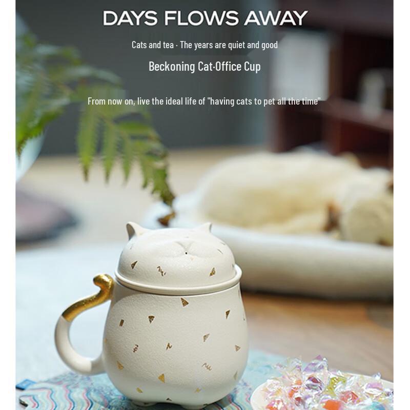 Edenus Lucky Cat Ceramic Office Tea Cup