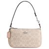 Nolita 19 Micro Logo Fechamento com Zíper Couro Sintético Bolsa de Mahjong Portátil de Ombro Pequena Bolsas Femininas Bege CW426-SVPWH