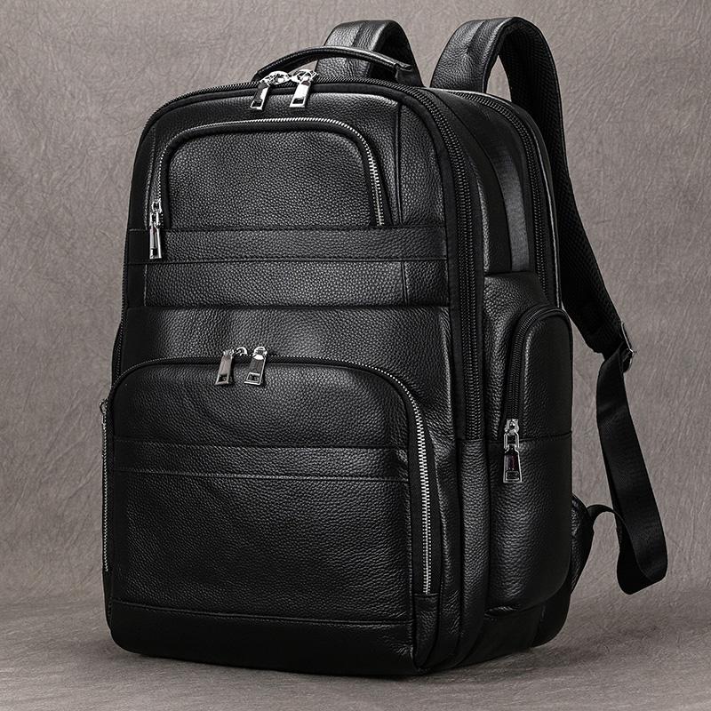 

High Capacity Laptop Backpack Genuine Leather Travel Bag For Men Male Crazy Horse Leather Backpacks Dropshipping School Bag Big чёрный