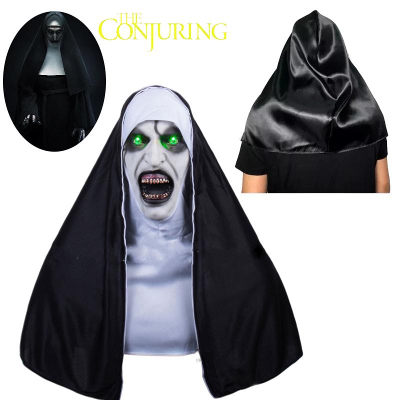 Conjuring 2 The Nun Latex Mask Glowing Halloween Terrifying Cosplay Prop Costume