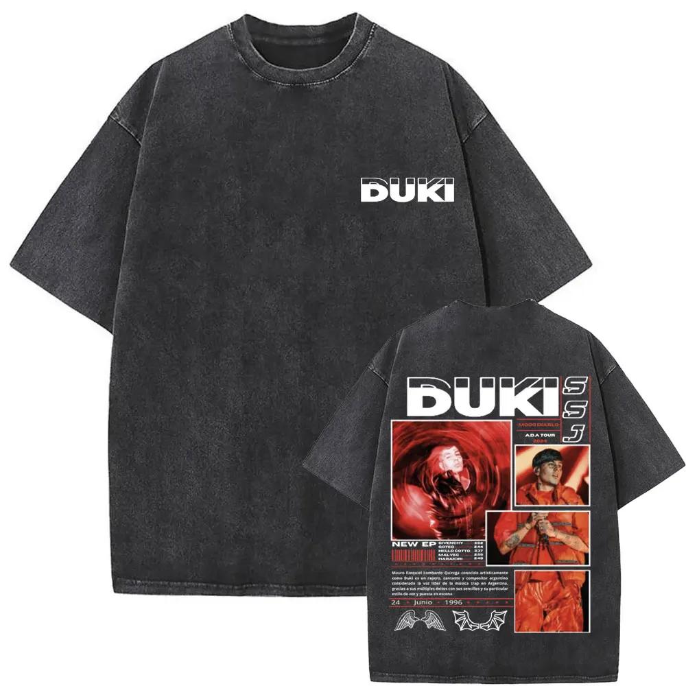 Washed Vintage Rapper Duki ADA Tour  T Shirt Mens Hip Hop Oversized Short Sleeve Tshirt Men Fashion High Quality Streetwear