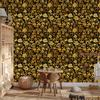 Golden Hibiscus Ochre Wallpaper, Subtle Detail for Living Room and Bedroom 50x1000