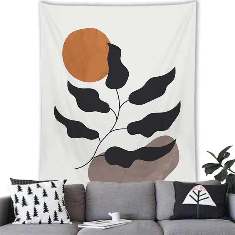 Botanical Tapestry Fresh Green Plant Design Polyester Hanging for Home Party Wall Decor