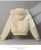 Women's Fleece-lined Cotton-padded Coat with Big Fur Collar Short Thickened Hooded Jacket