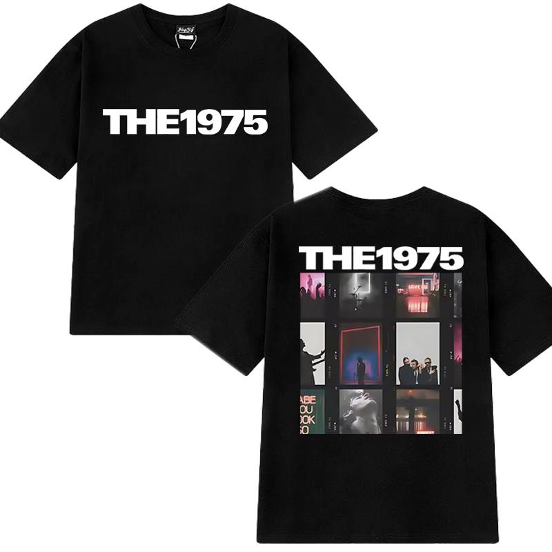 Hot Sale New Rock Band The 1975 Double Sided Print T Shirts Men Women Vintage Tops Unisex Oversized Cotton Short Sleeve Tshirt