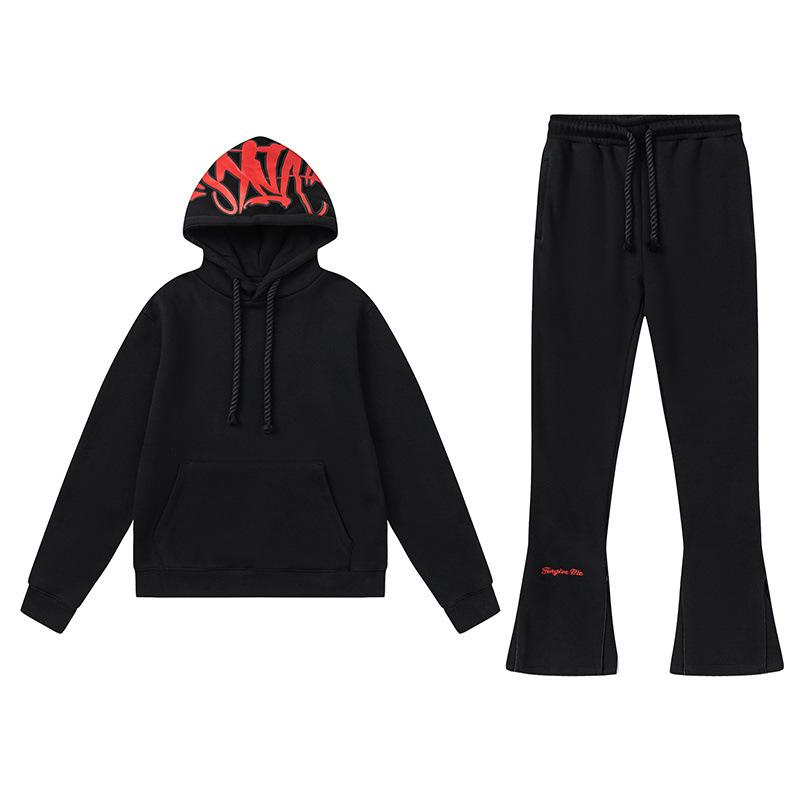 SynaWord American Trendy Brand Loose Sweater Hoodie Sweatpants Y2K Men's and Women's Hip-hop Street Couple Casual Suit