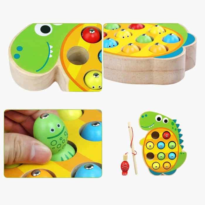 Jeu de Pêche en Bois - Dinosaure - Multicolore - 1 joueur ou plus - 3 ans et plus - Éducatif