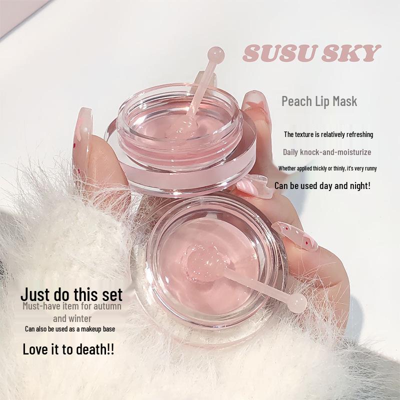 SUSU SKY Hydrating Peach Lip Mask - Moisturizes, Nourishes, Replenishes, Reduces Cracks & Lines for Enhanced Lipstick & Gloss.