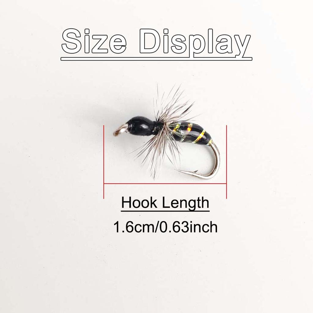 7Pcs Griffith Ant(Black)Fly for Trout Fishing Nymph Artificial Bait Lure-Fly Fishing Flies Bait-With Flies Box