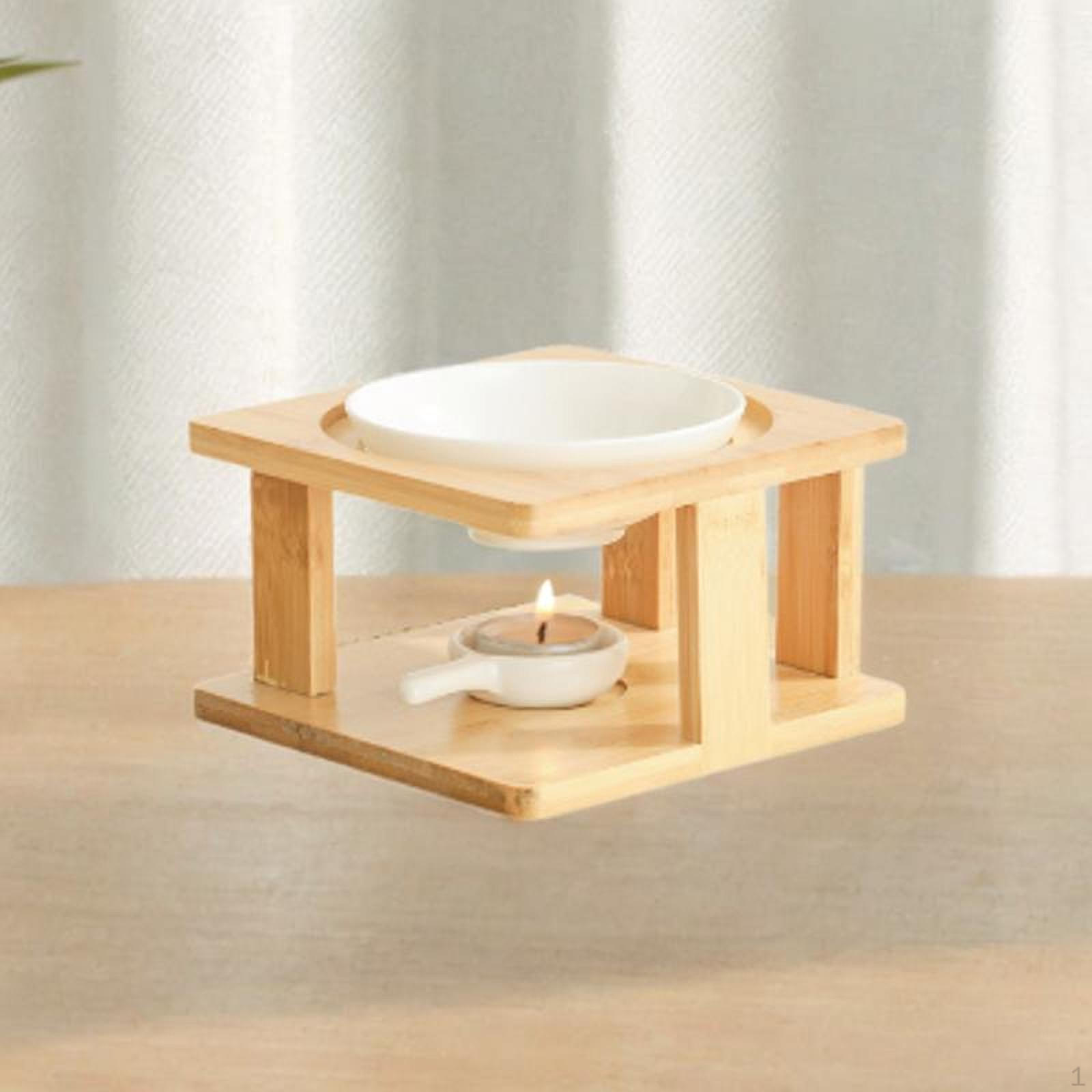 

Candle Holder Essential Oil Burner Ceramic Bowl Decorative Table Ornament Wood Stand 200ml Bowl