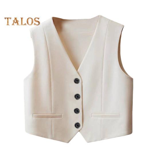 Women Waistcoat Vest Vintage Sleeveless Dressy Suit Casual Button Up V-Neck Tuxedo Vest for Daily Wear Office Dating Street