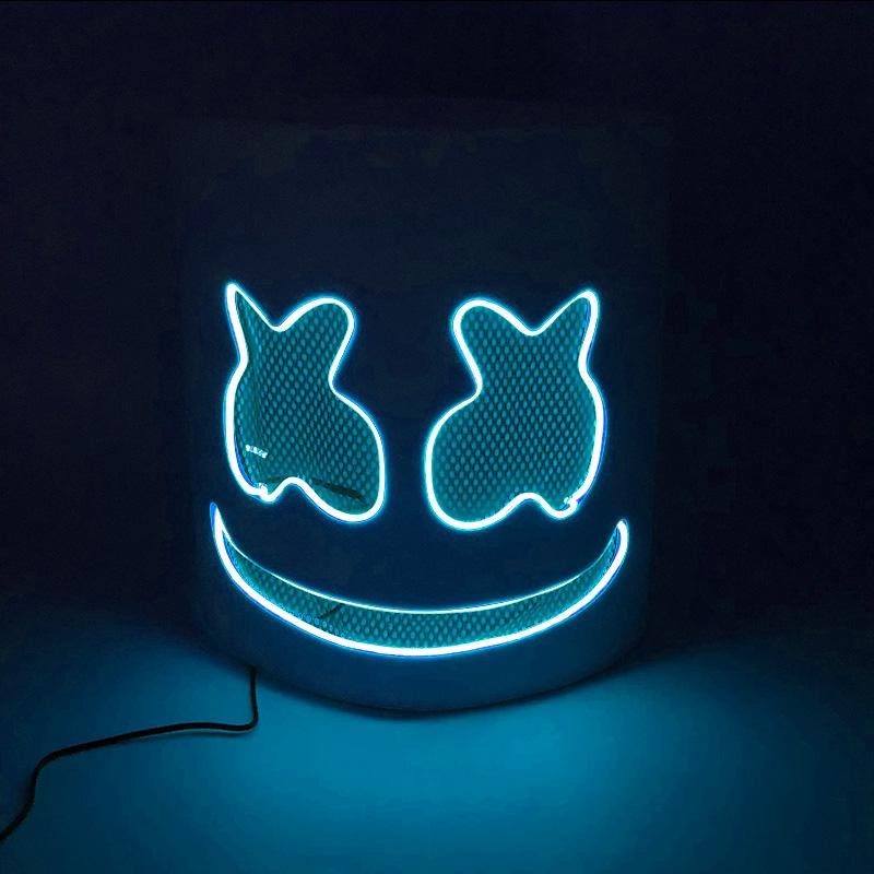 Máscara Marshmello DJ Brillante Hip Hop Baile Bar Discoteca Espectáculo Accesorios DIY LED Marshmallow Cos Máscara Diy Hombres DJ Disco Máscara Disfraz