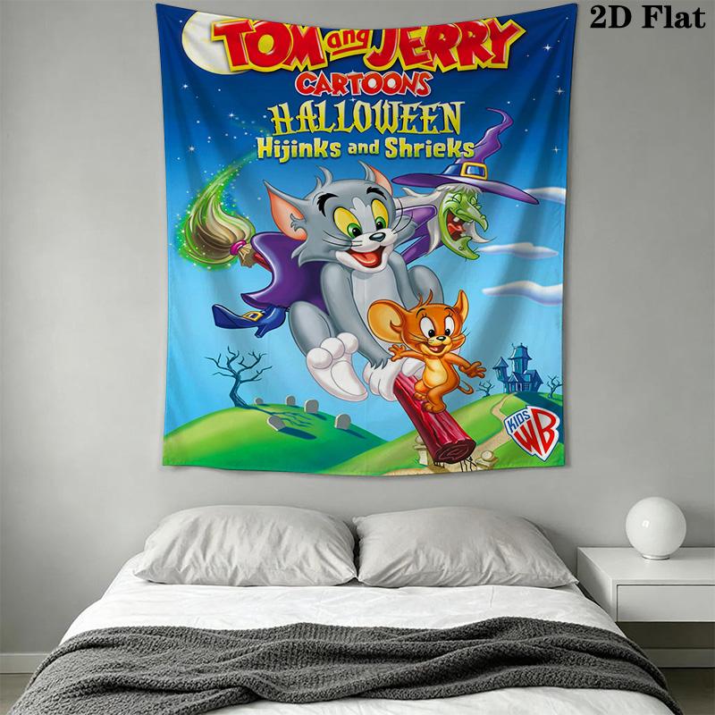 Tom Jerry Whimsical Adventure Tapestry Wallmounted Background Cloth Atmospheric Background Cloth Wall Decoration Background Wall Hanging Cloth
