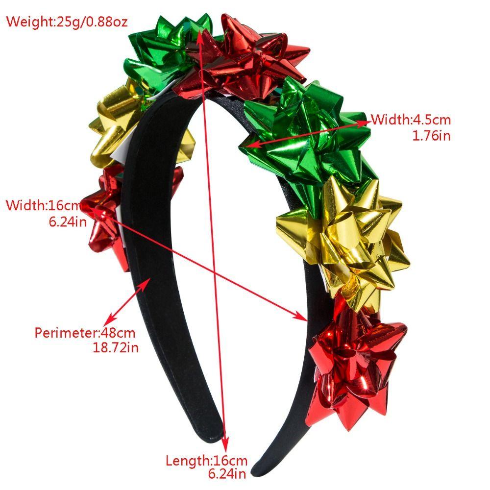 Pull Bows Merry Christmas Headband Shiny Xmas Star Ribbon Hairband Wrap Bow Hair Hoop  New Year