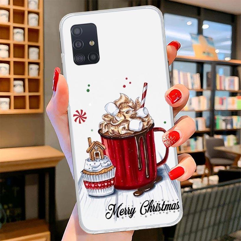 Winter Coffee Christmas Cover Phone Case For Samsung Galaxy A12 A22 A32 A52 A72 A02S Phone Case Note 20 Ultra 10 S10 Plus A51 A7