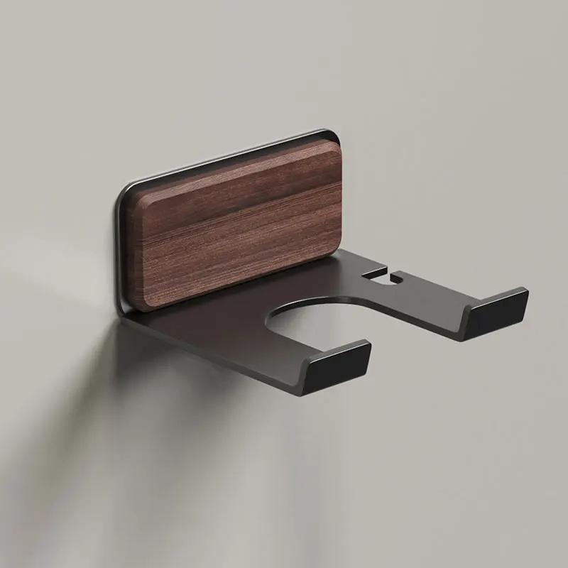 Hair Dryer Holder Bathroom Wall Mounted Hair Dryer Storage Rack Punch-Free Wood Natural Style Hair Dryer Hanger Bathroom Shelf