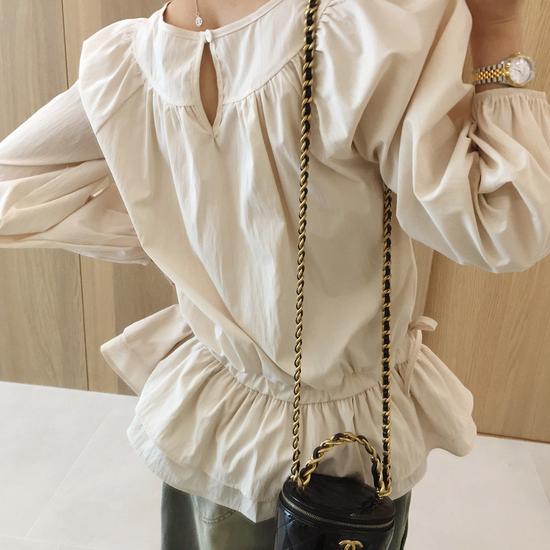 WINS Women's Long Balloon Blouse with Shirring and Cankang Design (2 Colors)