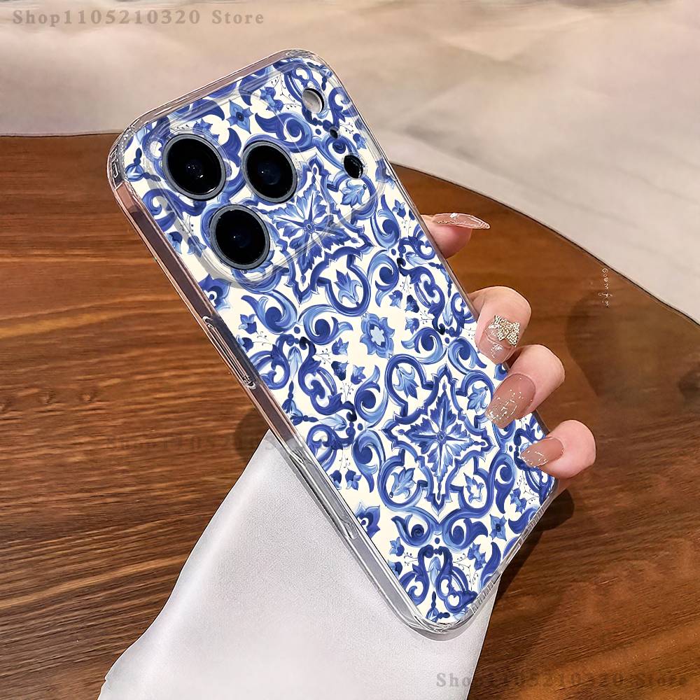 blue and white china pattern Phone Case For iPhone 17,16,11,15,13,14,12,Air,Mini,Plus,Pro,Max,Plus,E Clear Soft Shell
