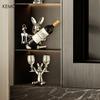 KEMORELA 1 Stück Kreatives Kaninchen Weinregal Ornamente Keramikmaterial Feiertagsdekoration Tassenhalter Wohnzimmer Weinregal Ornamente