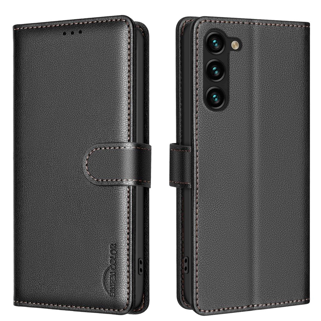 

BINFEN COLOR BF32 Чехол для Samsung Galaxy S23+ Кожаный чехол для телефона с текстурой личи и RFID-блокировкой A