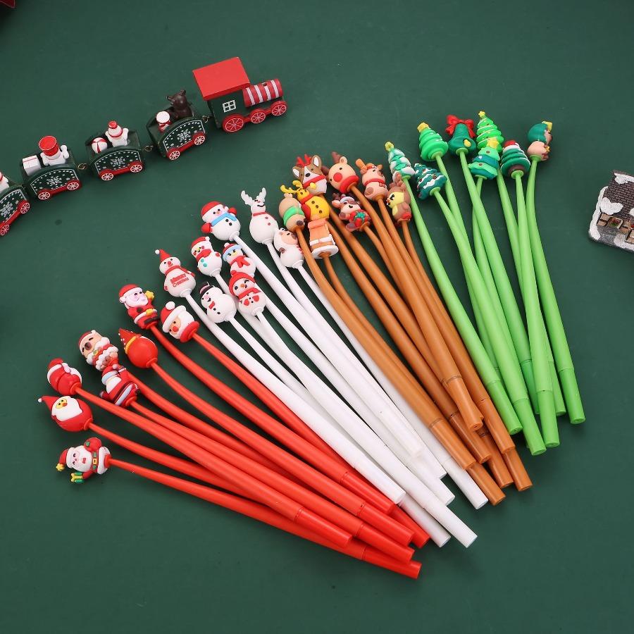 40Pcs Christmas Silicone Rocking Pens, Cartoon Snowman Santa Claus Student Stationery Holiday Gifts,Christmas Party Favors Office School Supplies