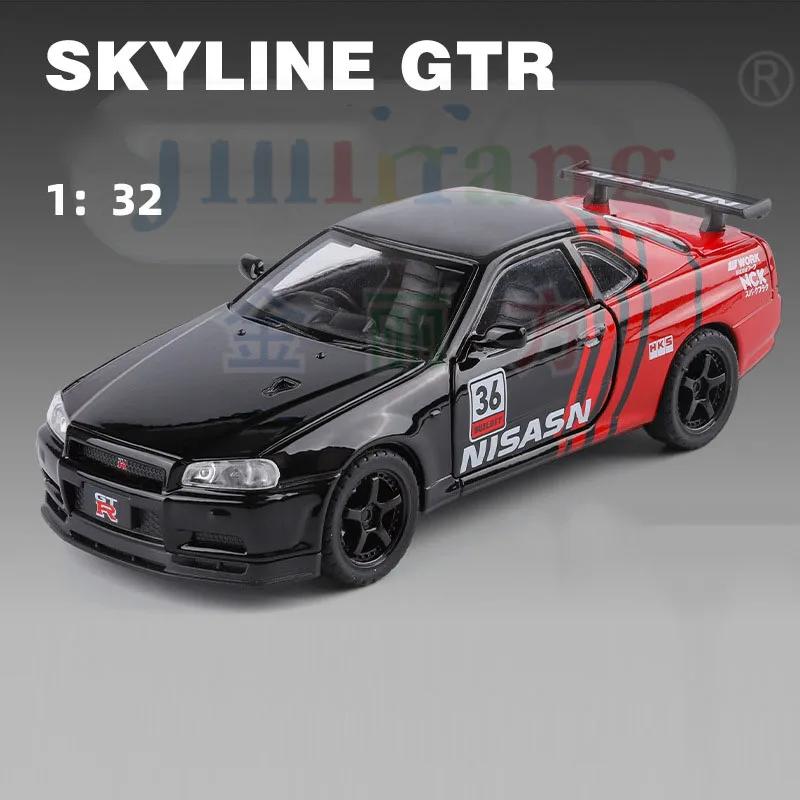 

1:32 Scale SKYLINE GTR Alloy Toys Cars Diecast Model Wheel Pull Back Sports Car with Light Music Vehicle for Kids Birthday Gifts