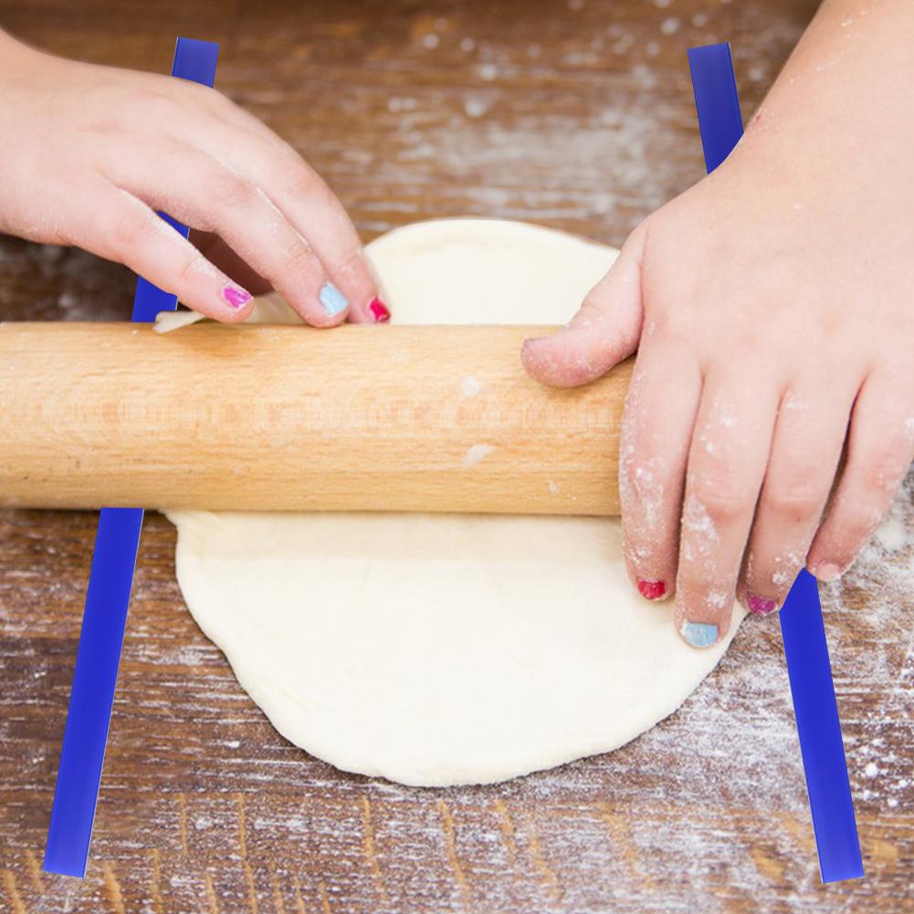 6Pcs Silicone Rolling Pin Guides Dough Thickness Rails 2/4/6mm Measuring Dough Strips Multi-Function for Dough Pastry Cookie