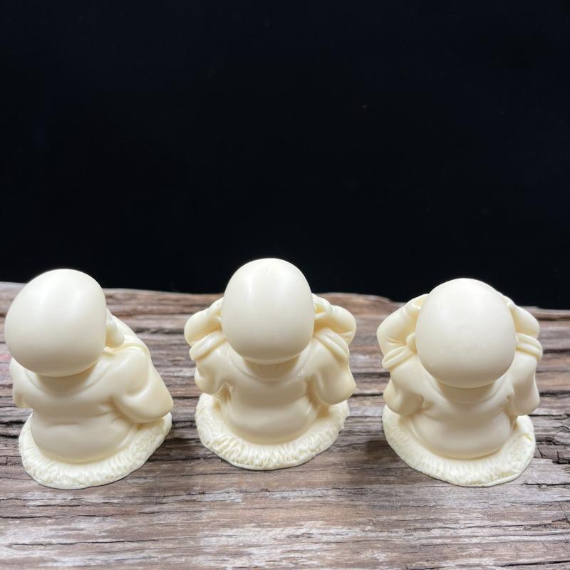 Unique Handicrafts: Elephant Nut Carvings with Zen Tea Pet, Three Wise Monks, Factory Direct