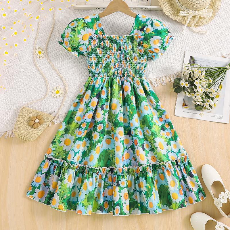 2025 Lato Sukienka z bufiastymi rękawami dla dziewczynek Sukienki księżniczki