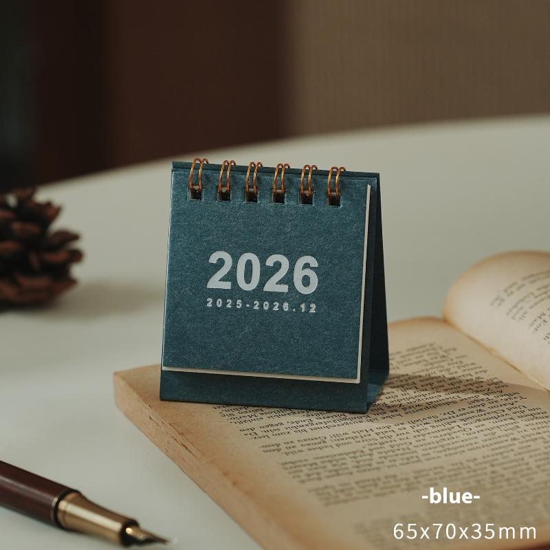 

1Pc 2026 Mini Desk Calendar Creative Simple Coil Calendar Planner Standing Flip Weekly Calendar For Daily Schedule Planning синий