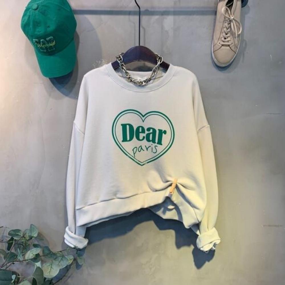 C S In The Room Women Dele Heart letterIng roundneCk longSleeve Tee 4Color