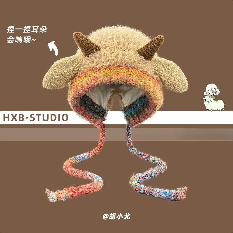 Roztomilá plyšová čepice s dlouhýma ušima králíka, dámská zimní zesílená plyšová čepice pro dívky, odolná proti chladu, univerzální pro udržení tepla