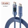 Toocki 100W C-C Super Fast Charging Transparent Display Data Cable for Huawei, Apple, Xiaomi.